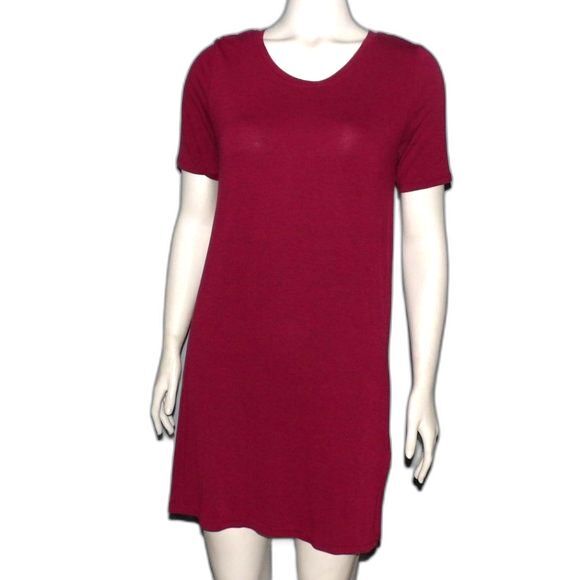 Divided H&M Basic T-Shirt Dress Size XS Burgundy Maroon Comfortable Casual - Picture 1 of 5